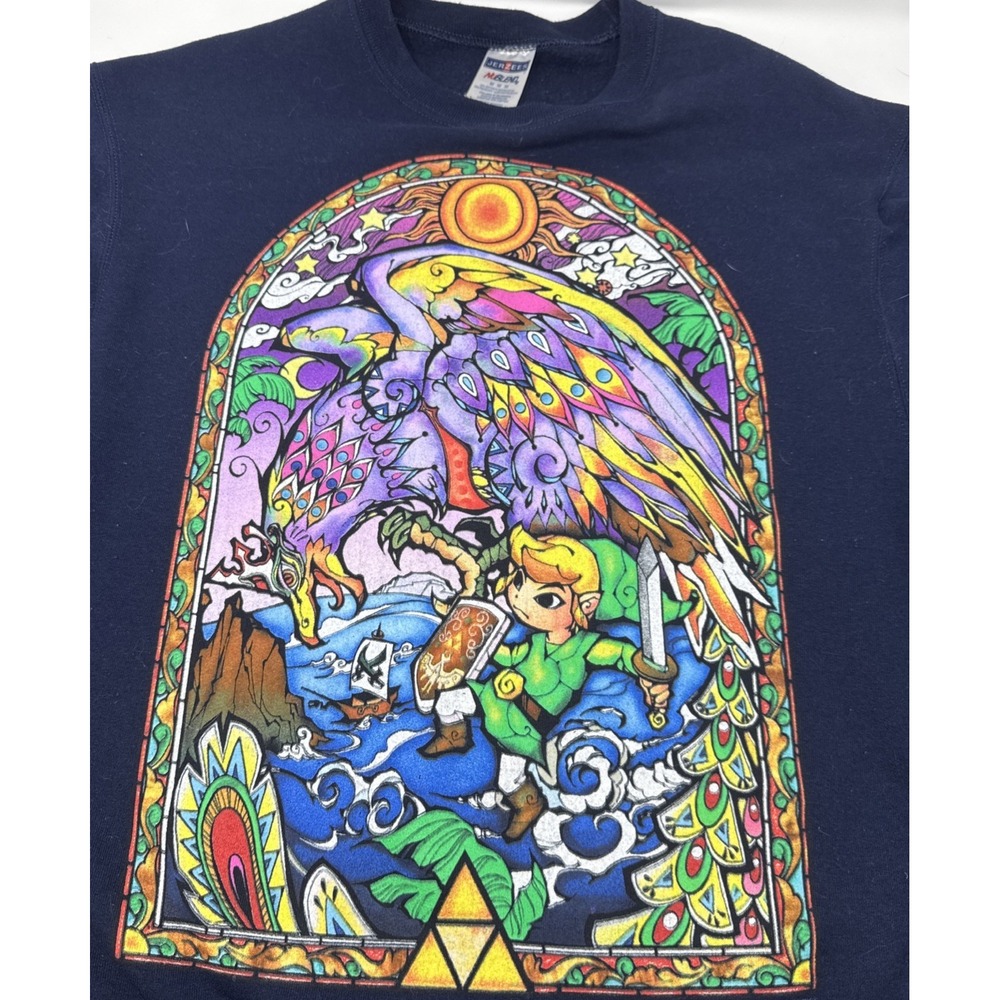 Jerzees NuBlend Zelda Stained Glass Graphic Sweatshirt Mens Medium‎